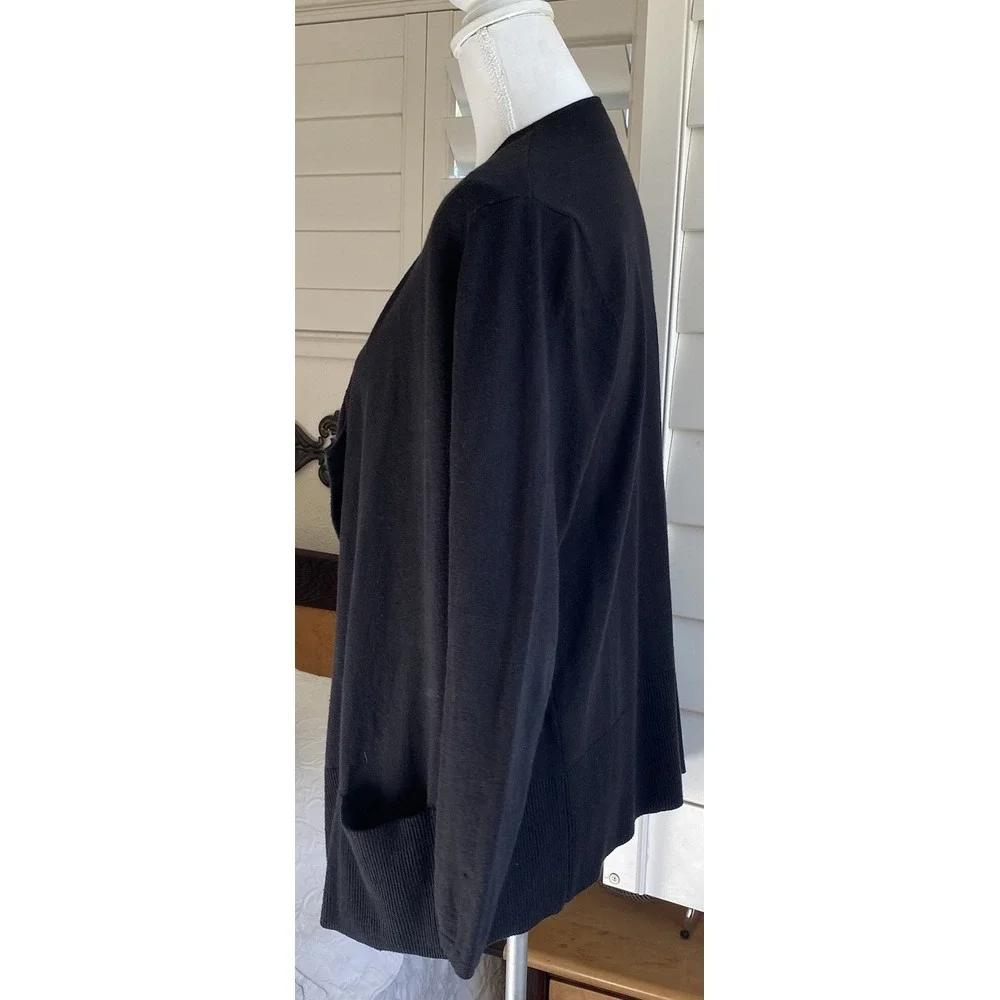 J. Jill  Black Silk Blend Open‎ Cardigan Sweater Closet Staple Minimalist Small
